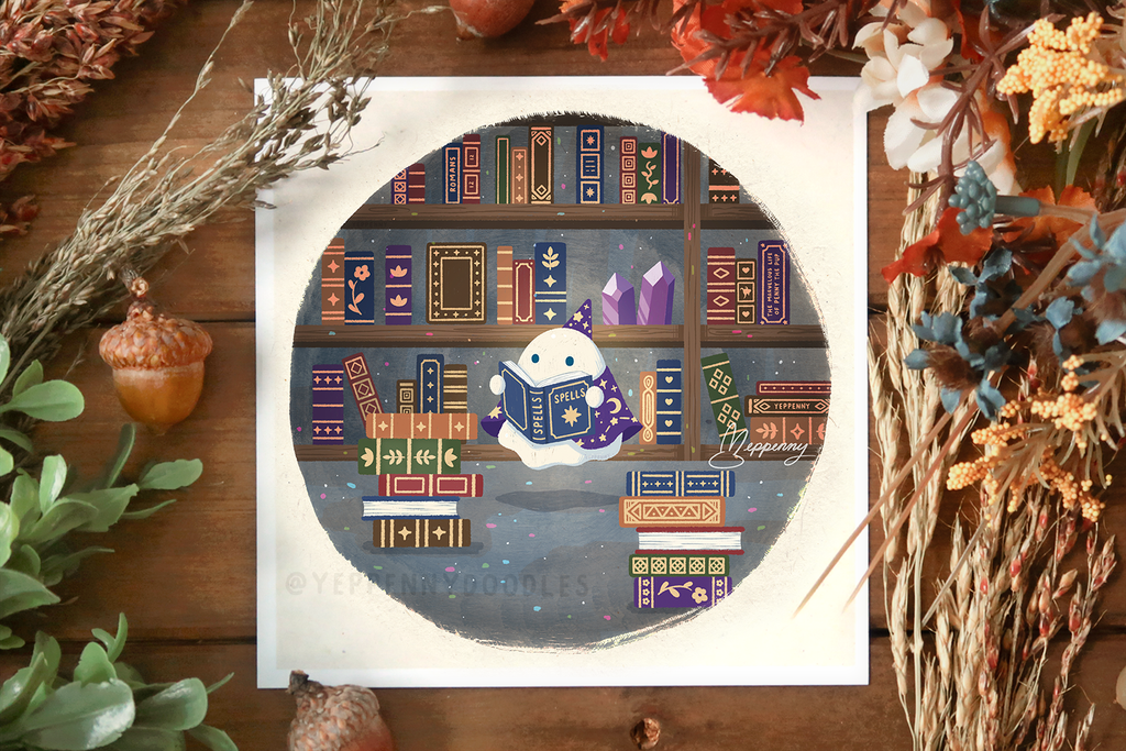 Bookworm Ghostie - Art Print