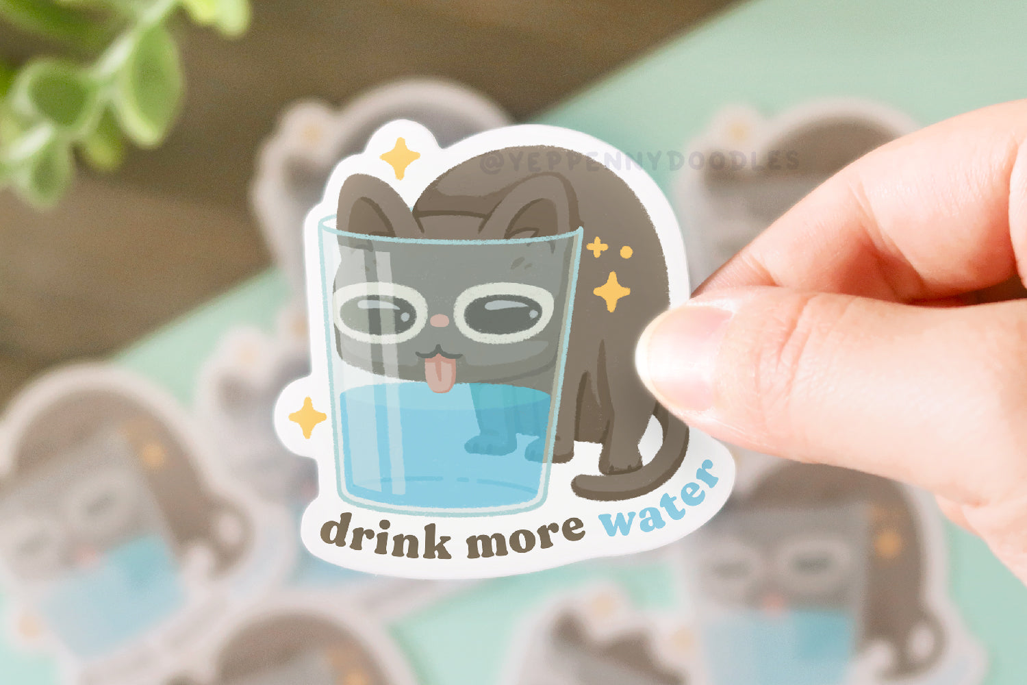 Hydrate Cat: Drink More Water - Sticker