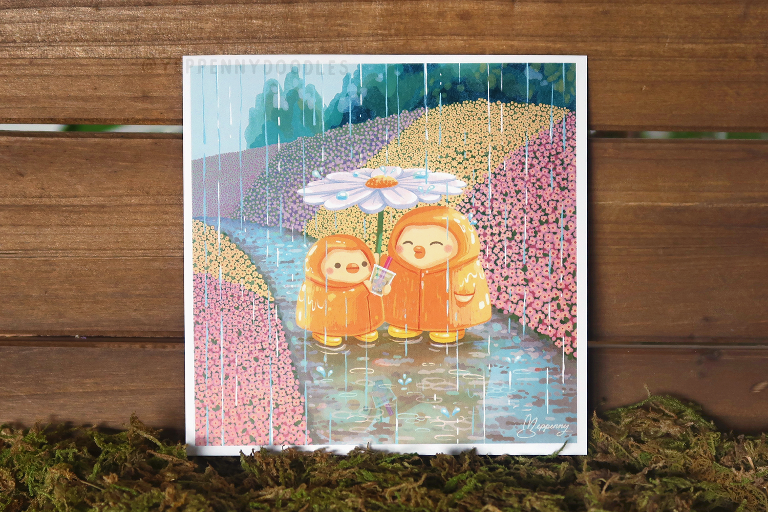 Duckie Rain (Sharing Boba) - Art Print