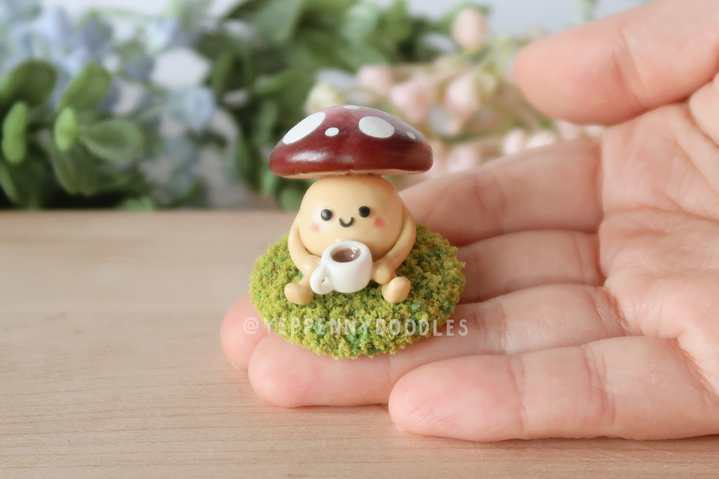 Coffee Mushroom - Miniature Clay Desk Buddy