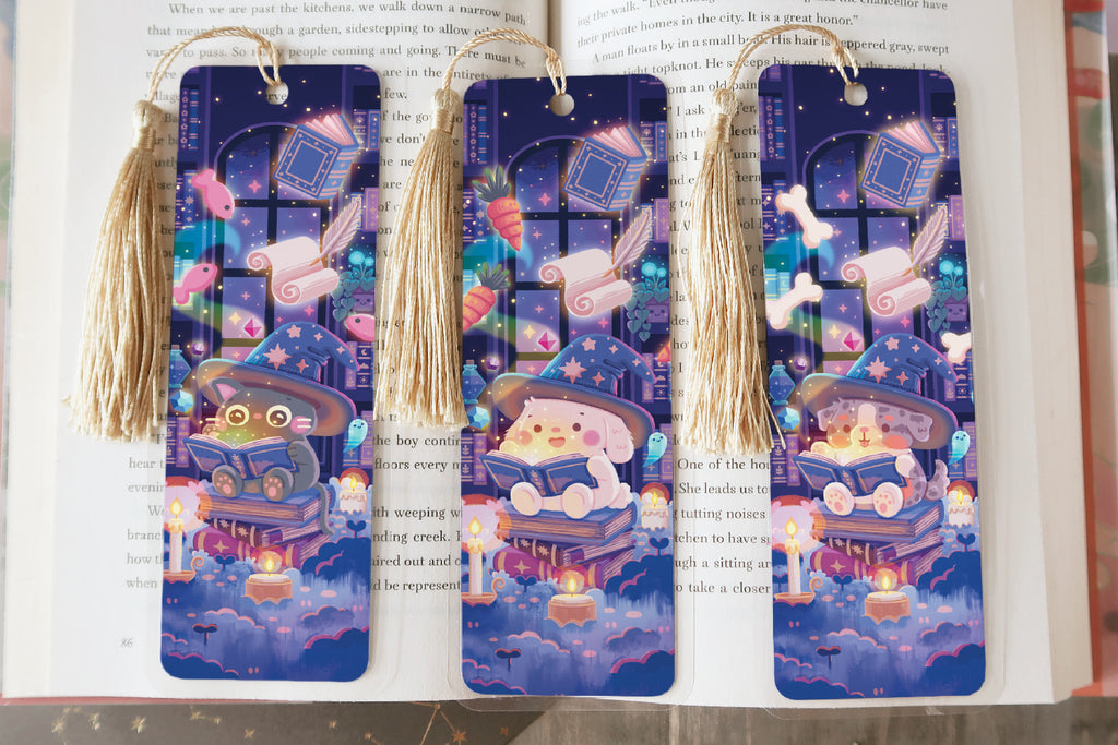 Cozy Witch Library (Cat, Bunny, Dog versions) - Bookmark