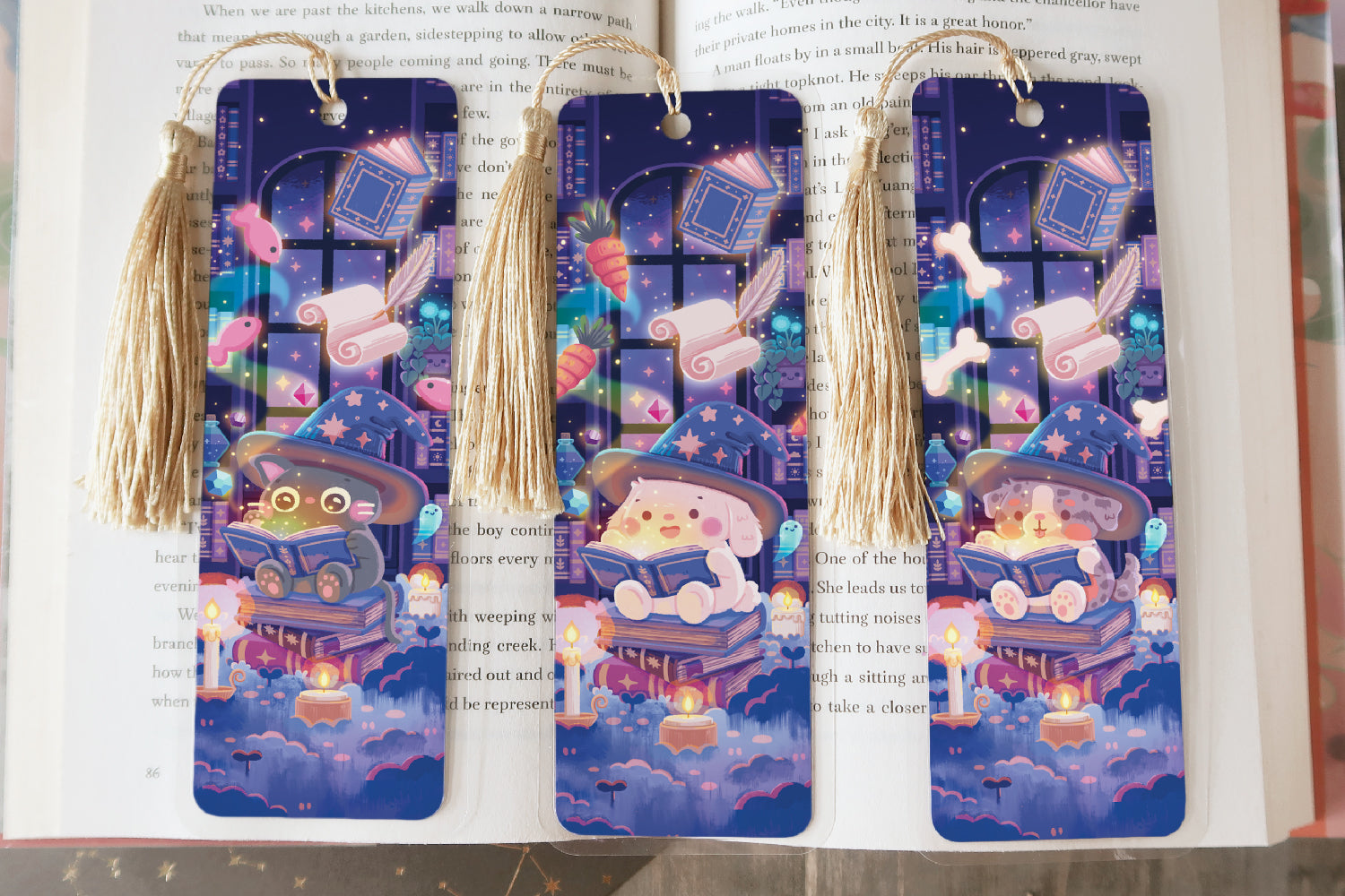 Cozy Witch Library (Cat, Bunny, Dog versions) - Bookmark