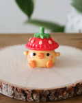Strawberry Duckie - Miniature Clay Desk Buddy