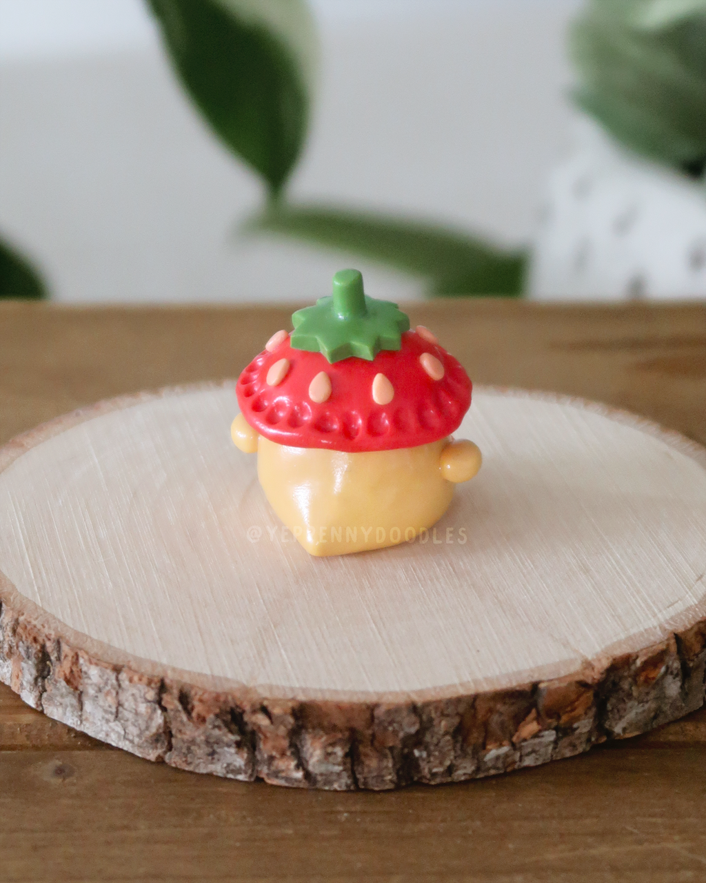 Strawberry Duckie - Miniature Clay Desk Buddy