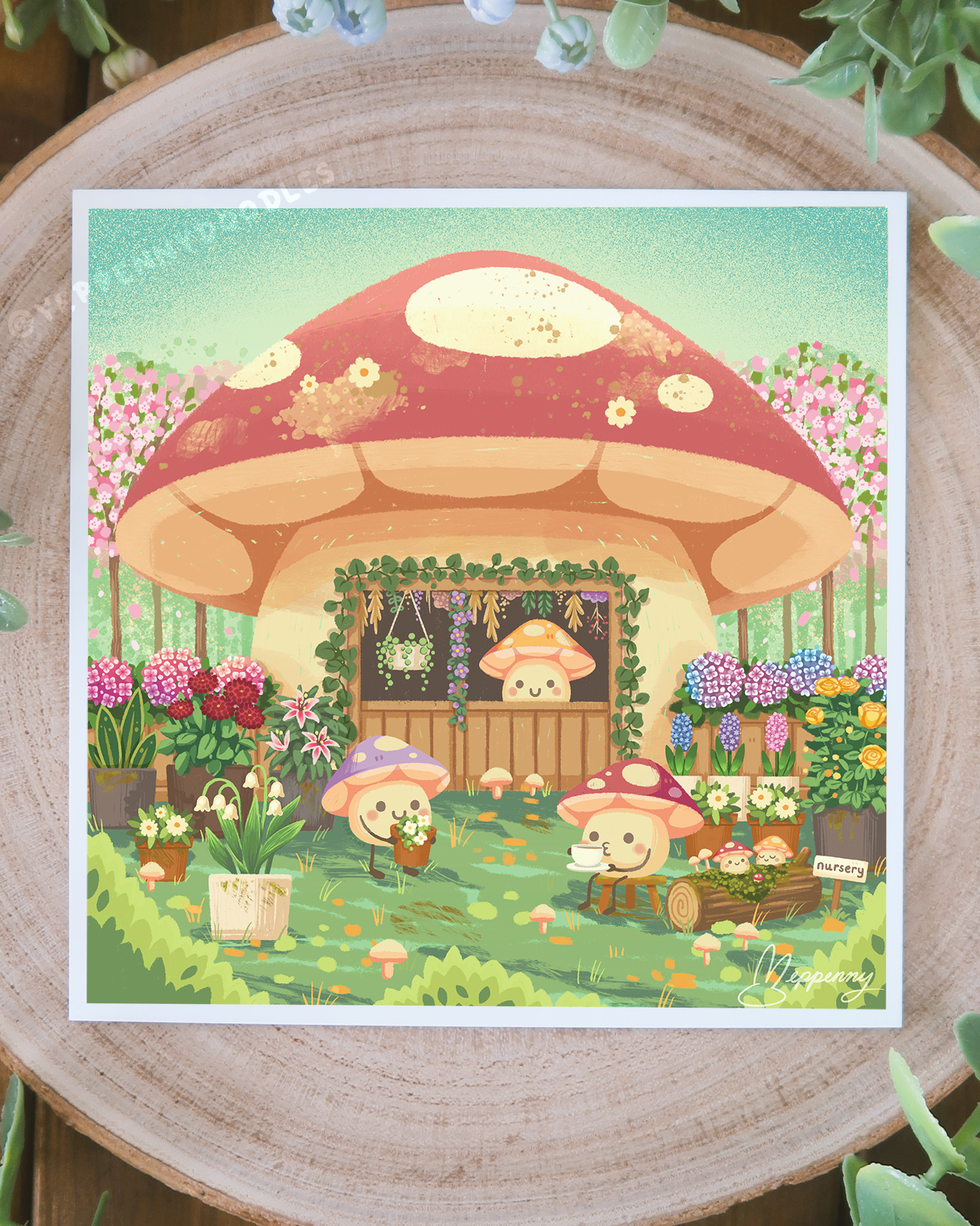 Mushroom Flower Shop - Art Print