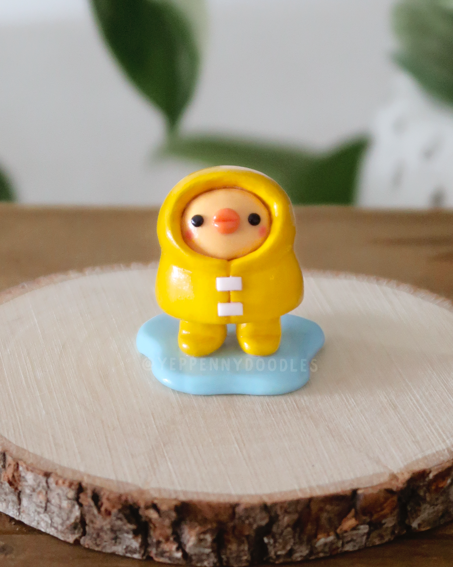 Raincoat Duckie - Miniature Clay Desk Buddy