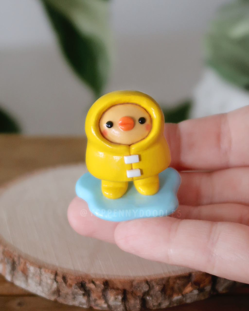 Raincoat Duckie - Miniature Clay Desk Buddy