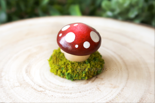 Bookworm Mushroom - Miniature Clay Desk Buddy