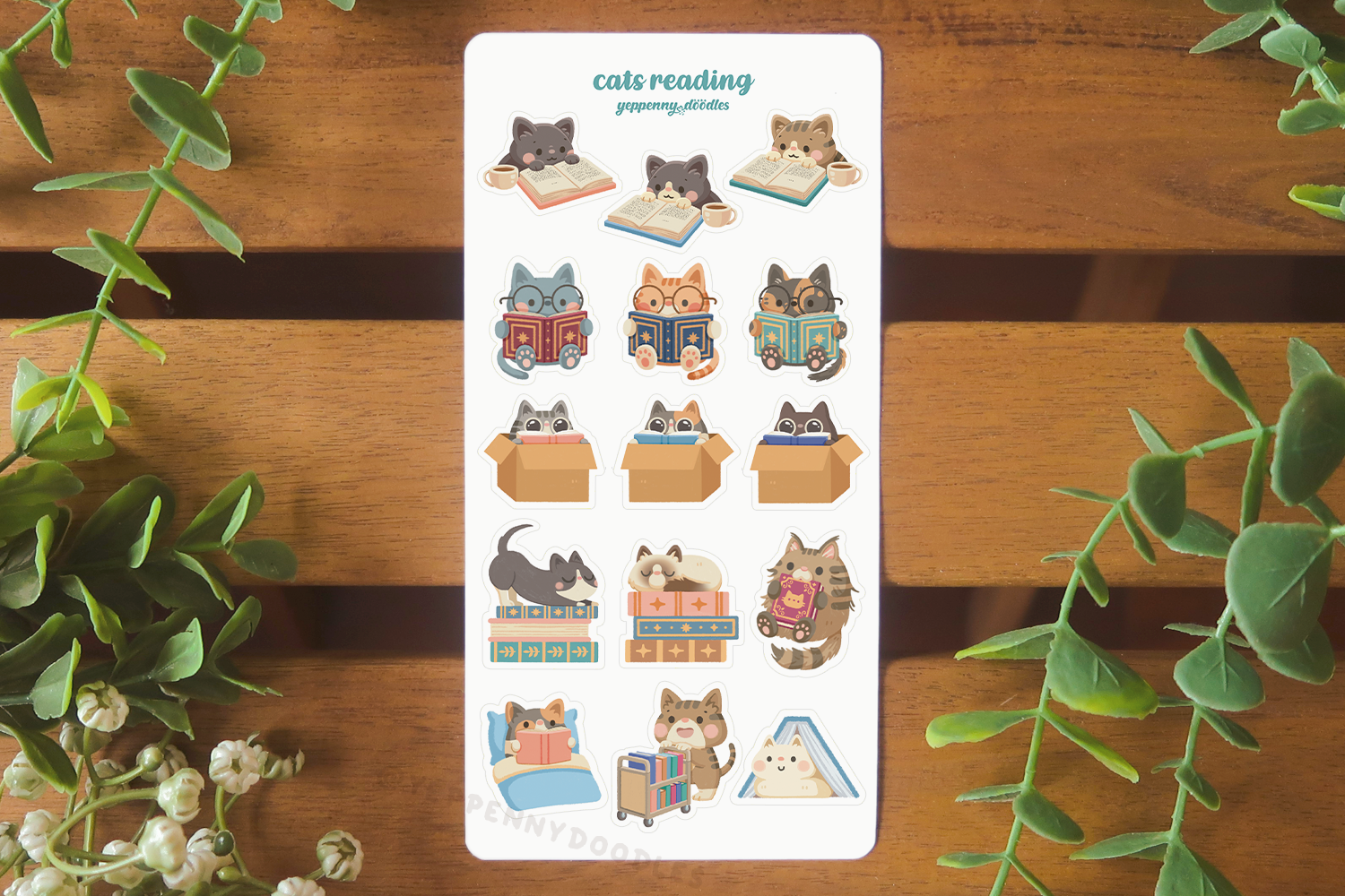 Cats Reading - Sticker Sheet