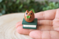Lucky Book Cat- Miniature Clay Desk Buddy