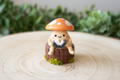 Reading Mushroom Log (Orange) - Miniature Clay Desk Buddy