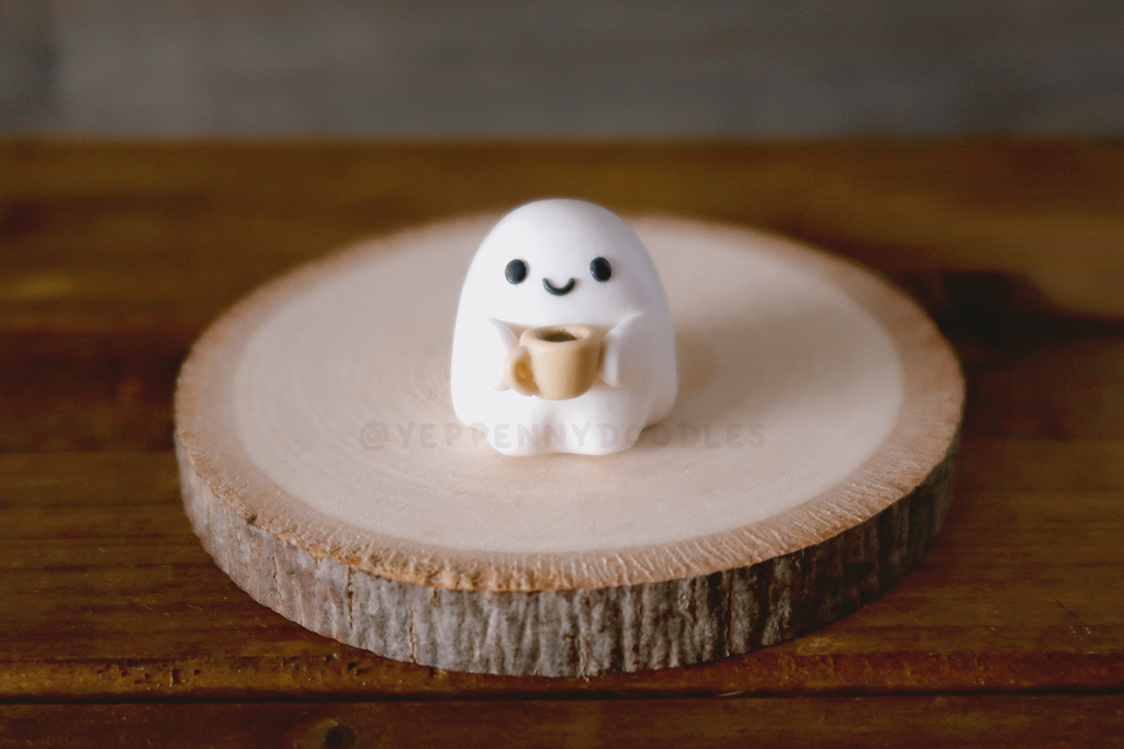 Coffee Ghost - Miniature Clay Desk Buddy