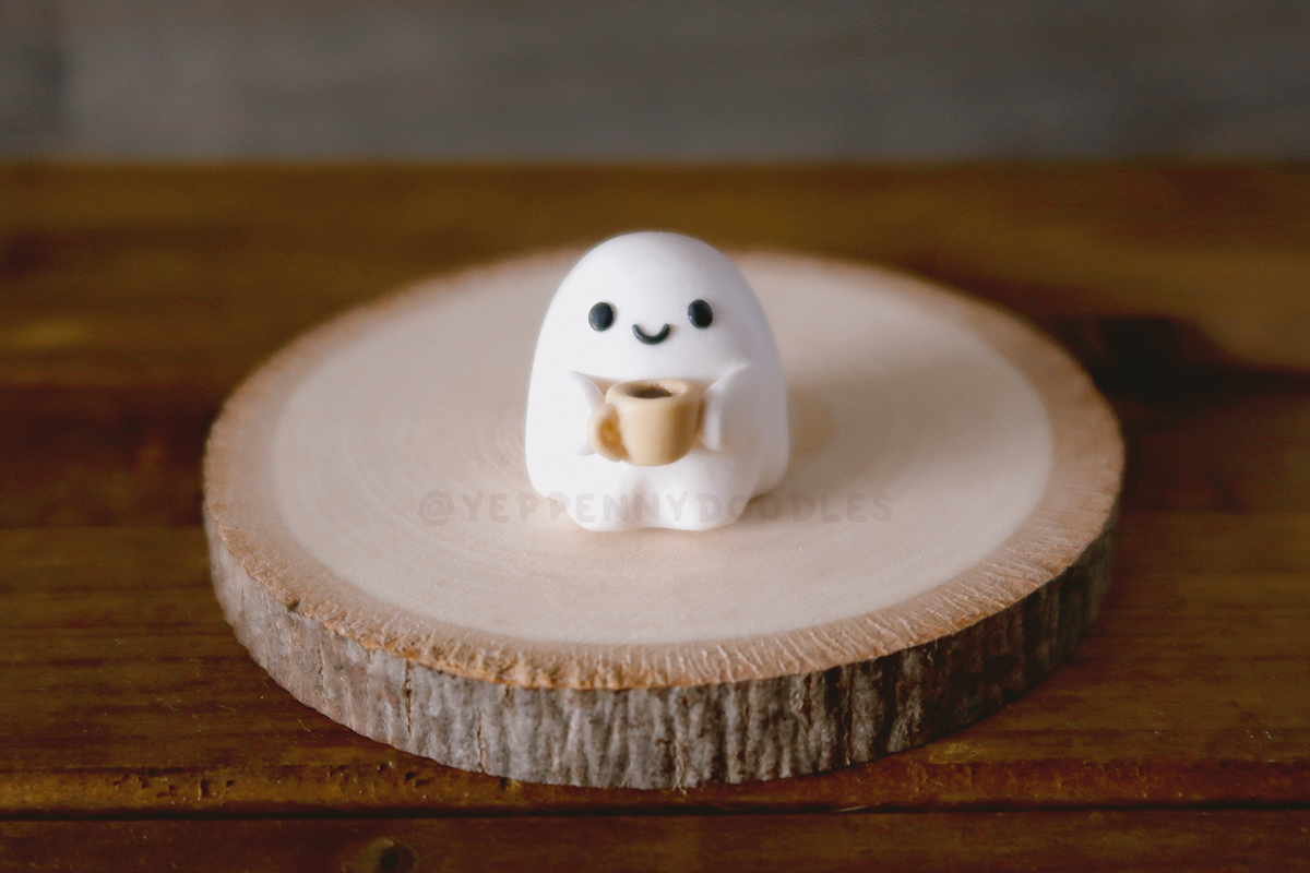 Coffee Ghost - Miniature Clay Desk Buddy