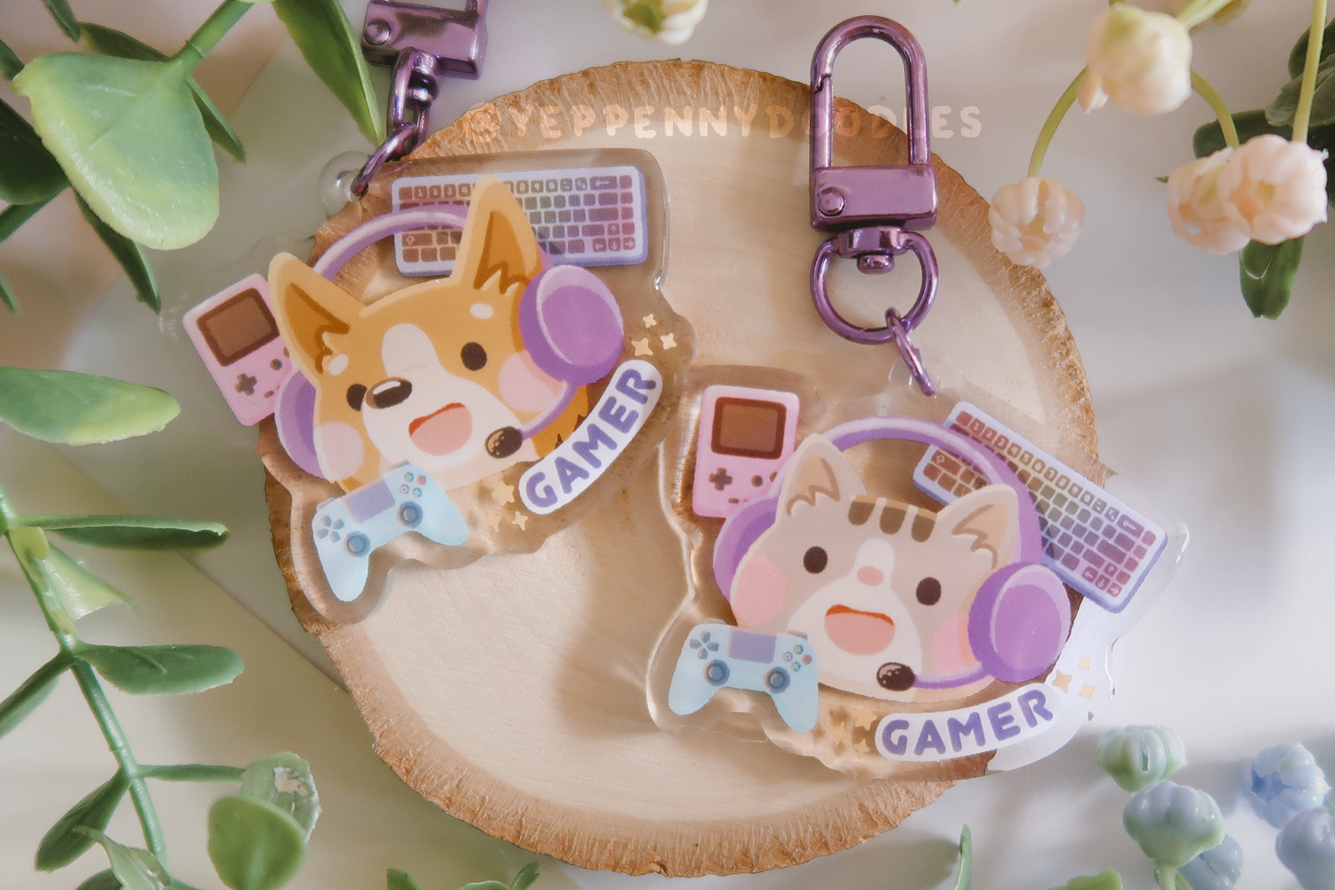 Gamer Pup or Gamer Cat - Keychain