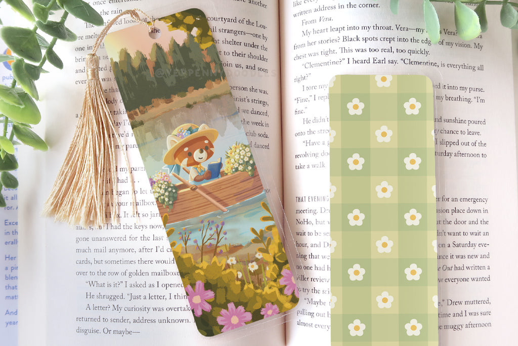 Red Panda Floral Lake - Bookmark