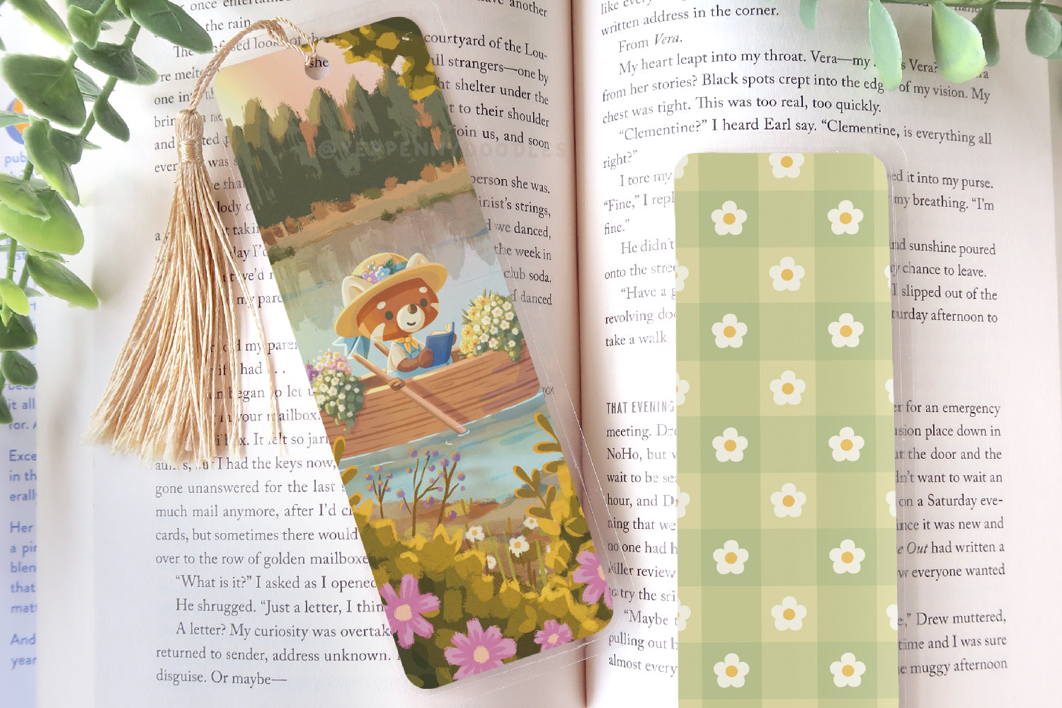 Red Panda Floral Lake - Bookmark