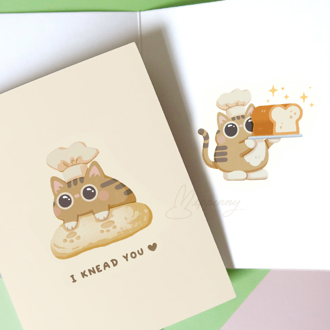 I Knead You (Biscuit Cat) - Greeting Card