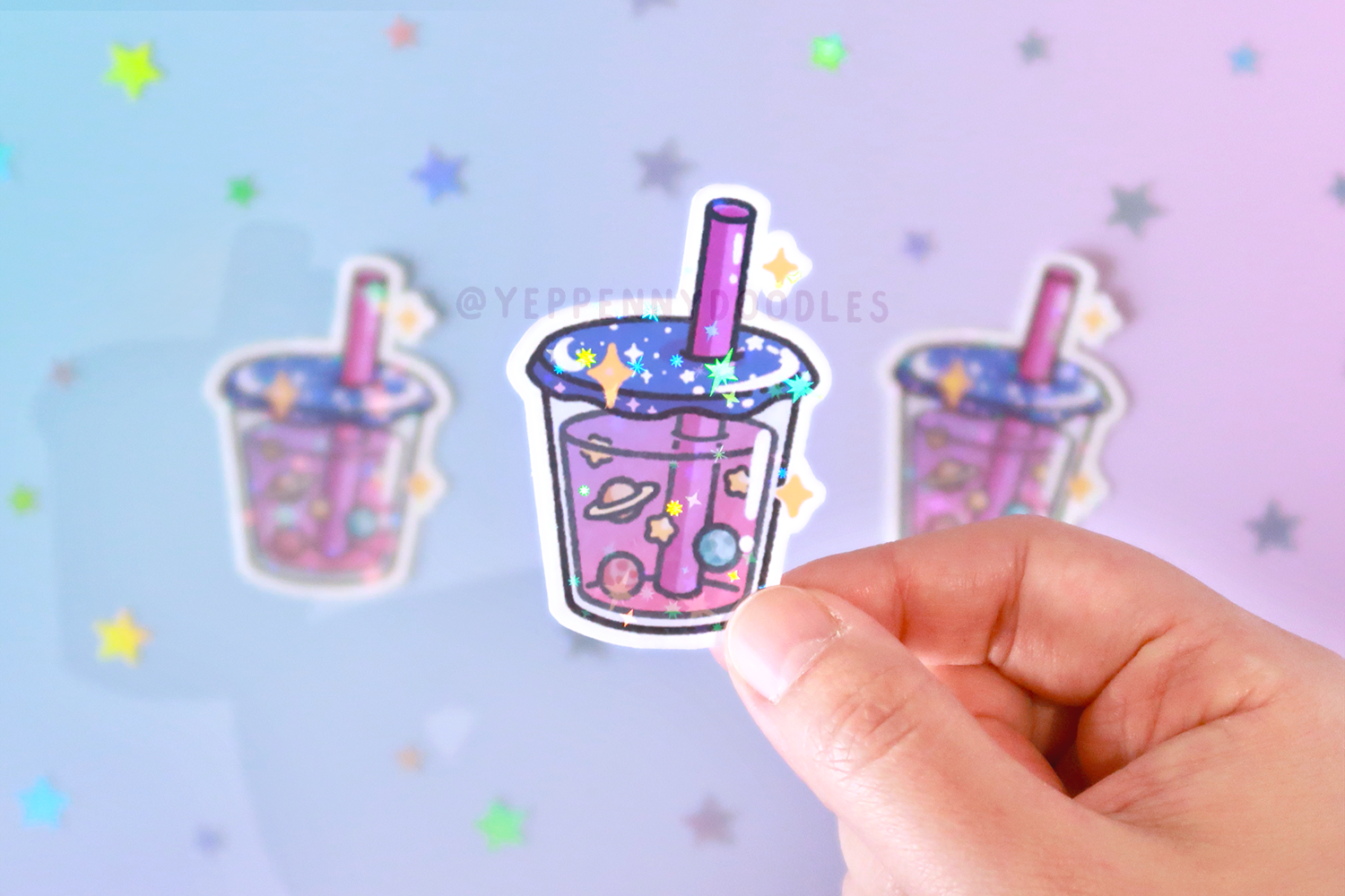 Space Boba - Sticker (Holographic Sparkle)