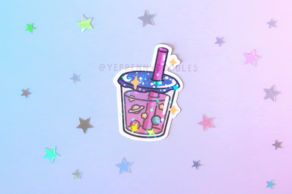 Space Boba - Sticker (Holographic Sparkle)