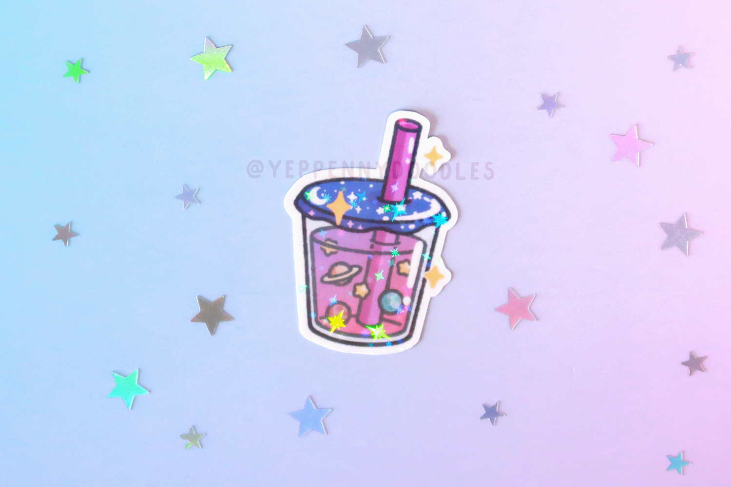 Space Boba - Sticker (Holographic Sparkle)
